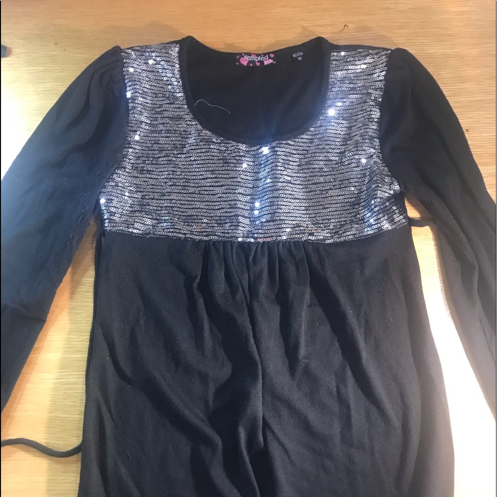 Tempted sequin long sleeve black dress